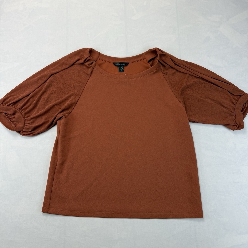 Banana Republic Women's Medium Rust Orange Balloon Sleeve Blouse Top